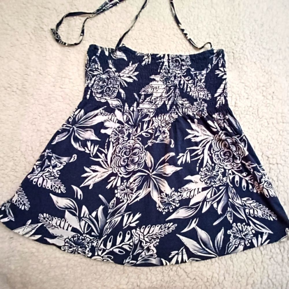 LOGG By H&M Navy blue floral top Size S